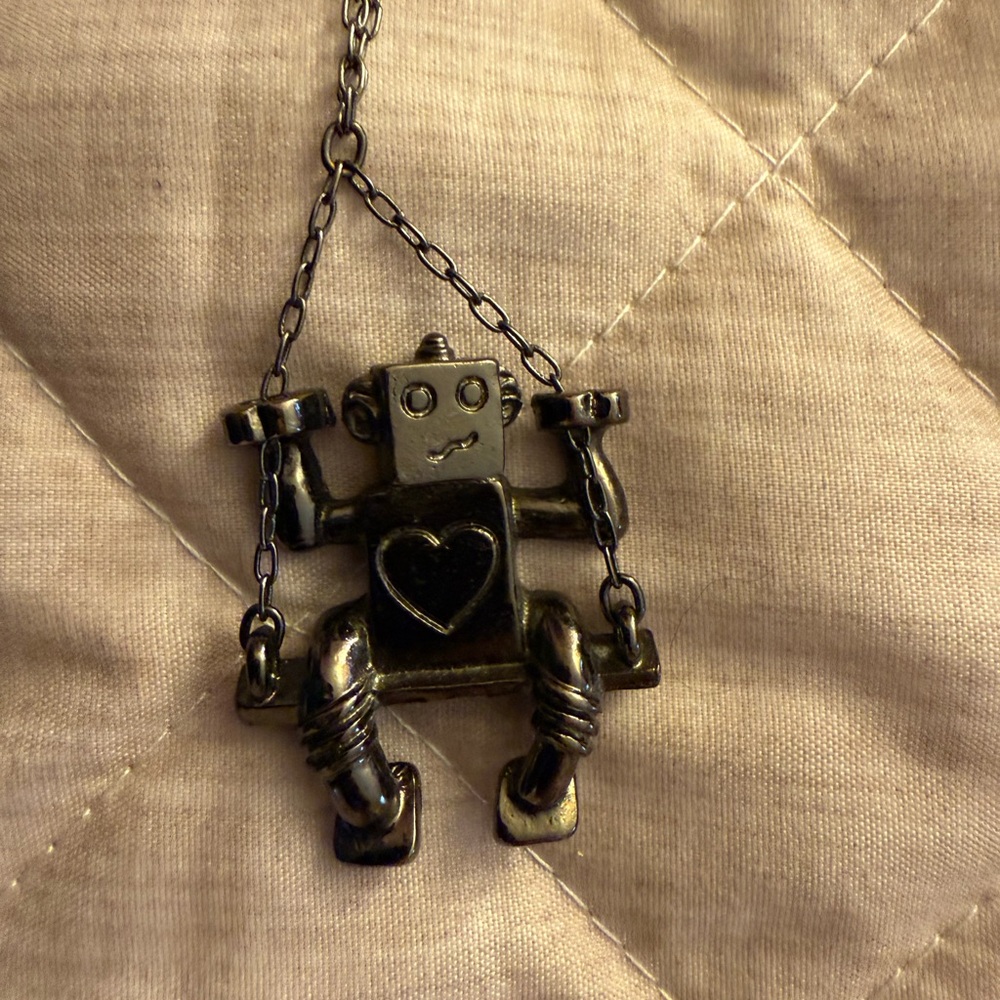 Silver Robot Pendant Necklace